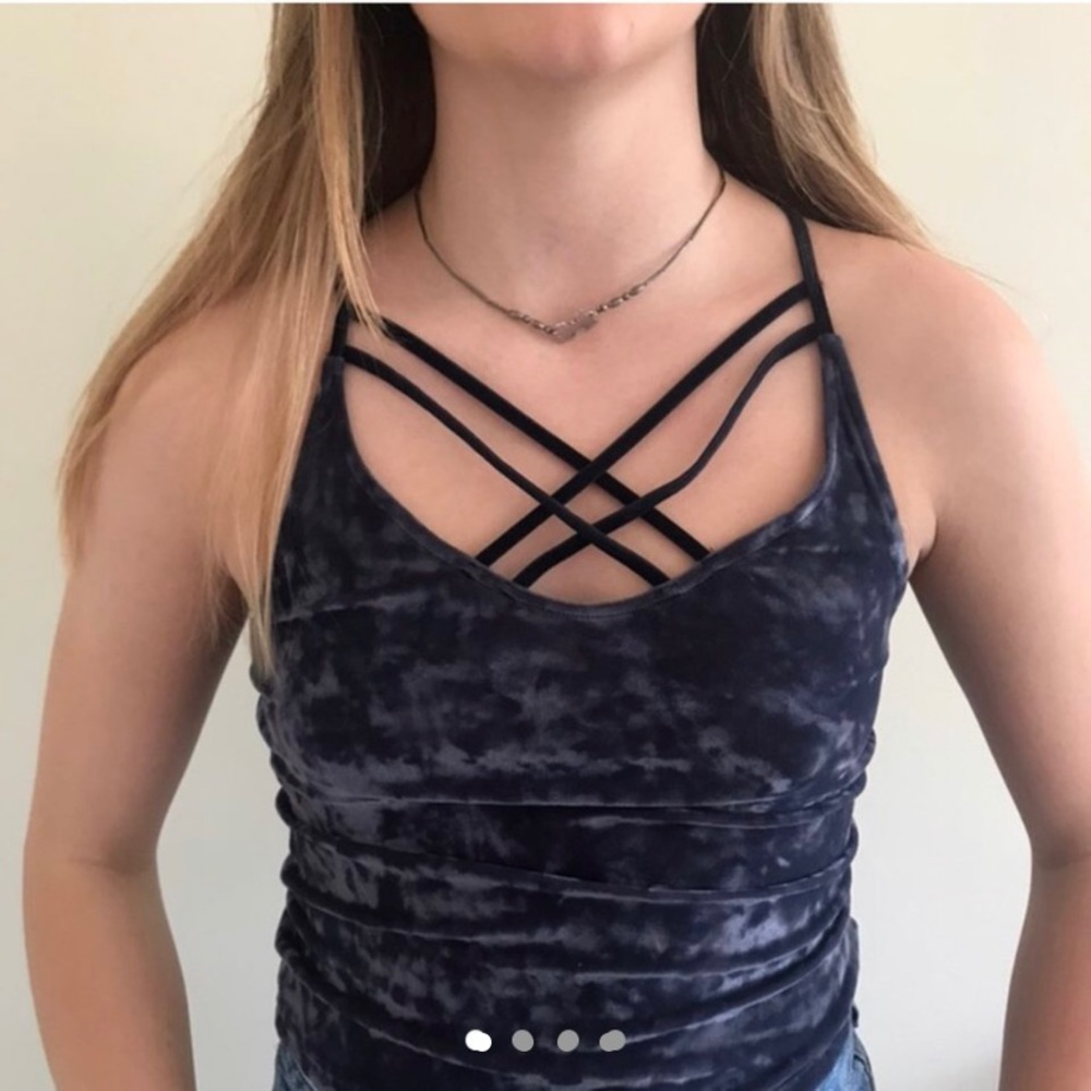 Purple cage bra tank top